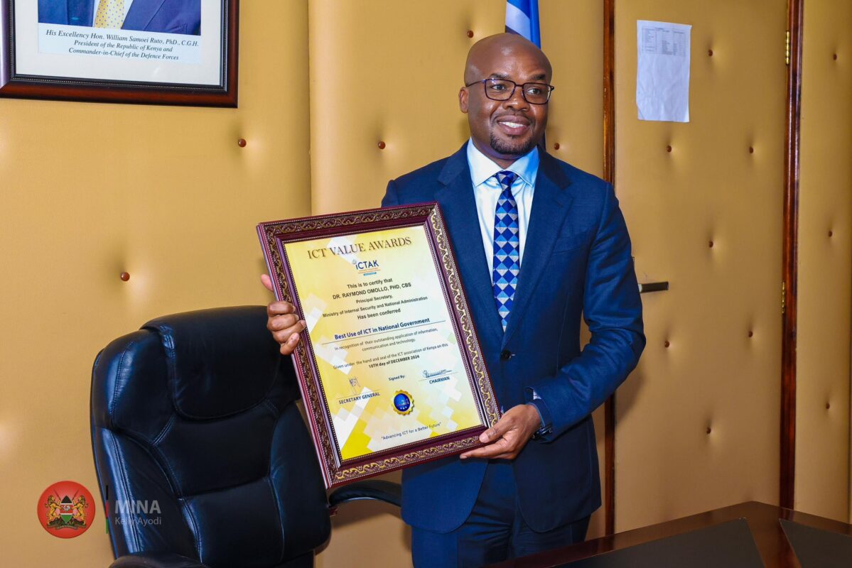 Honored with the Best National Vision on ICT Award - Dr. Raymond Omollo